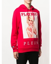 roter bedruckter Pullover mit einem Kapuze von Philipp Plein