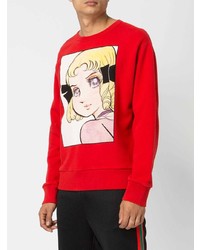 roter bedruckter Pullover mit einem Rundhalsausschnitt von Gucci