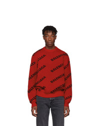 roter bedruckter Pullover mit einem Rundhalsausschnitt von Balenciaga