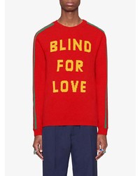 roter bedruckter Pullover mit einem Rundhalsausschnitt von Gucci