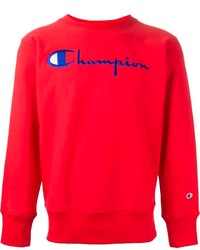 roter bedruckter Pullover mit einem Rundhalsausschnitt von Champion