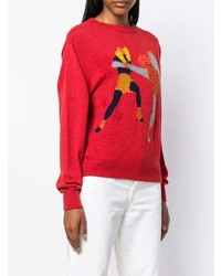 roter bedruckter Pullover mit einem Rundhalsausschnitt von Barrie