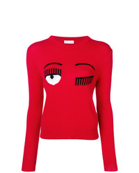roter bedruckter Pullover mit einem Rundhalsausschnitt von Chiara Ferragni