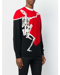 roter bedruckter Pullover mit einem Rundhalsausschnitt von Alexander McQueen