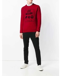 roter bedruckter Pullover mit einem Rundhalsausschnitt von Love Moschino