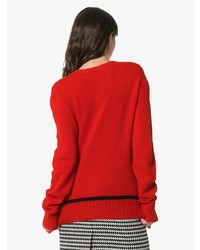 roter bedruckter Pullover mit einem Rundhalsausschnitt von Prada