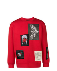 roter bedruckter Pullover mit einem Rundhalsausschnitt von John Richmond
