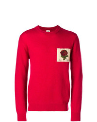 roter bedruckter Pullover mit einem Rundhalsausschnitt von Kent & Curwen