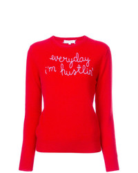 roter bedruckter Pullover mit einem Rundhalsausschnitt von Lingua Franca