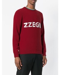 roter bedruckter Pullover mit einem Rundhalsausschnitt von Z Zegna