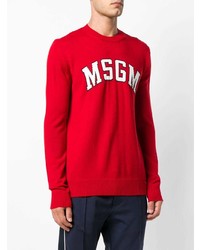 roter bedruckter Pullover mit einem Rundhalsausschnitt von MSGM