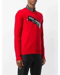 roter bedruckter Pullover mit einem Rundhalsausschnitt von Dolce & Gabbana