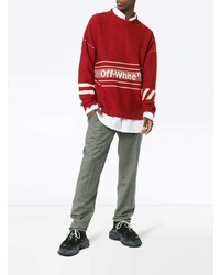roter bedruckter Pullover mit einem Rundhalsausschnitt von Off-White