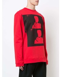 roter bedruckter Pullover mit einem Rundhalsausschnitt von Raf Simons