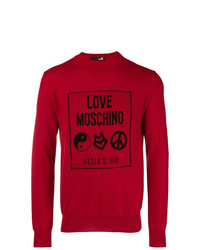 roter bedruckter Pullover mit einem Rundhalsausschnitt von Love Moschino