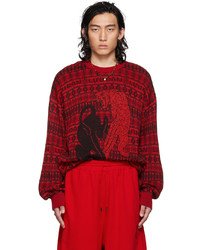 roter bedruckter Pullover mit einem Rundhalsausschnitt von LU'U DAN