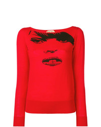 roter bedruckter Pullover mit einem Rundhalsausschnitt von N°21
