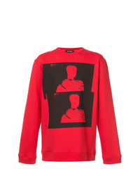 roter bedruckter Pullover mit einem Rundhalsausschnitt von Raf Simons