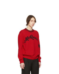 roter bedruckter Pullover mit einem Rundhalsausschnitt von Alexander McQueen