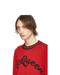 roter bedruckter Pullover mit einem Rundhalsausschnitt von Alexander McQueen