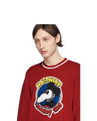 roter bedruckter Pullover mit einem Rundhalsausschnitt von Moschino