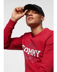 roter bedruckter Pullover mit einem Rundhalsausschnitt von Tommy Jeans