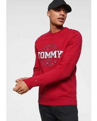 roter bedruckter Pullover mit einem Rundhalsausschnitt von Tommy Jeans