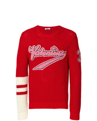 roter bedruckter Pullover mit einem Rundhalsausschnitt von Valentino