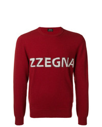 roter bedruckter Pullover mit einem Rundhalsausschnitt von Z Zegna