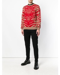 roter bedruckter Pullover mit einem Rundhalsausschnitt von Alexander McQueen