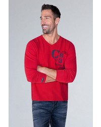 roter bedruckter Pullover mit einem V-Ausschnitt von Camp David