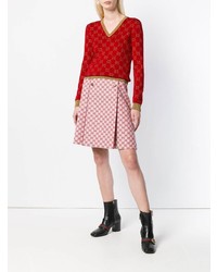 roter bedruckter Pullover mit einem V-Ausschnitt von Gucci
