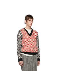 roter bedruckter Pullover mit einem V-Ausschnitt von Gucci