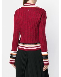 roter bedruckter Pullover mit einem V-Ausschnitt von Dondup