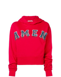 roter bedruckter Pullover mit einer Kapuze von Amen