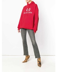 roter bedruckter Pullover mit einer Kapuze von Balenciaga