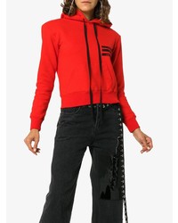 roter bedruckter Pullover mit einer Kapuze von Unravel Project