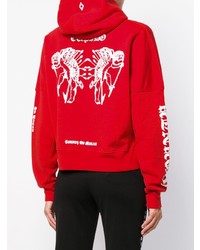 roter bedruckter Pullover mit einer Kapuze von Marcelo Burlon County of Milan