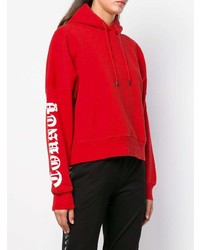 roter bedruckter Pullover mit einer Kapuze von Marcelo Burlon County of Milan