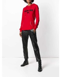 roter bedruckter Pullover mit einer Kapuze von Philipp Plein