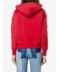 roter bedruckter Pullover mit einer Kapuze von Alexander McQueen