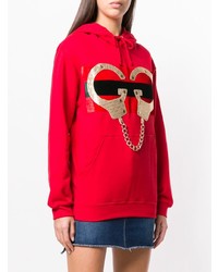 roter bedruckter Pullover mit einer Kapuze von Nil & Mon