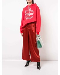 roter bedruckter Pullover mit einer Kapuze von Rodarte