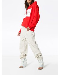 roter bedruckter Pullover mit einer Kapuze von Calvin Klein Jeans Est. 1978