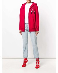 roter bedruckter Pullover mit einer Kapuze von Valentino