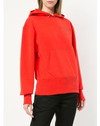 roter bedruckter Pullover mit einer Kapuze von Helmut Lang