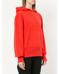 roter bedruckter Pullover mit einer Kapuze von Helmut Lang