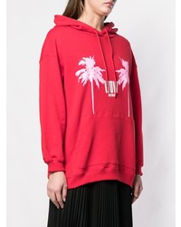 roter bedruckter Pullover mit einer Kapuze von MSGM