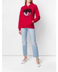 roter bedruckter Pullover mit einer Kapuze von Chiara Ferragni