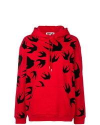 roter bedruckter Pullover mit einer Kapuze von McQ Alexander McQueen